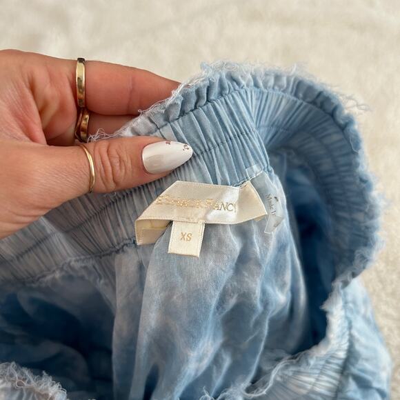 LOVE SHACK FANCY Sz XS Blue Cotton Tiered Ruffle Mini Skirt Lace Elastic Waist - Picture 5 of 6